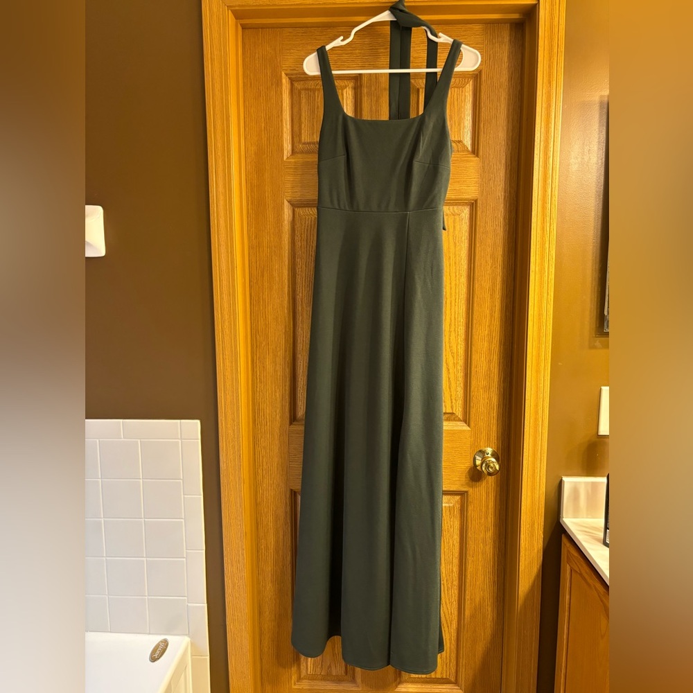 Birdy Grey “Alex” convertible crepe dress in the color olive size small